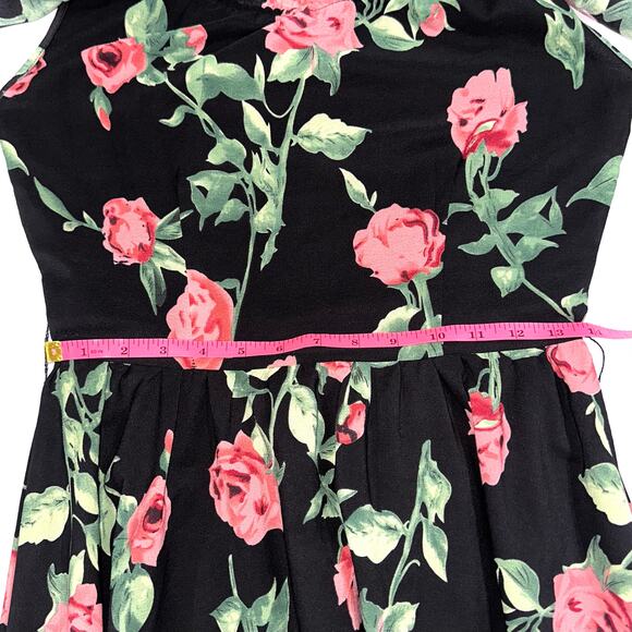Rebel Love Clothing Pink Black Rose Floral Ruffle Maxi Dress Size Small - Picture 12 of 14